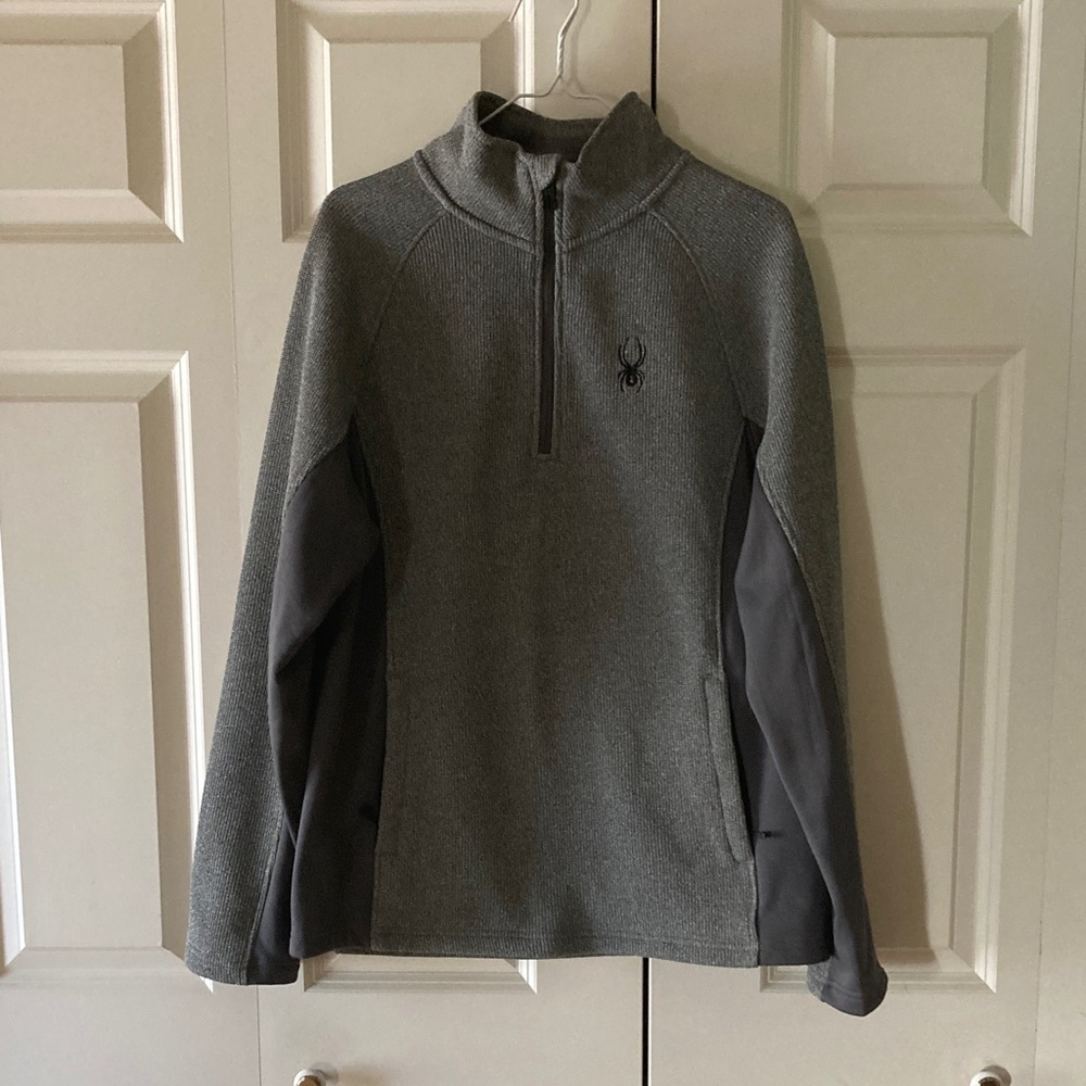 Spider mens 1/4 zip performance pullover long sleeve  Large two tone gray